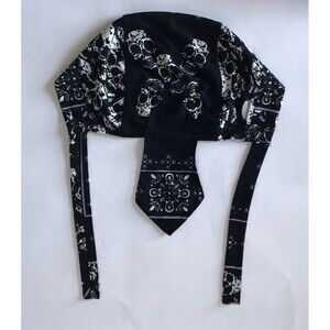 Motorcycle Rider Black and White SKULL Cap Durag Head Cap